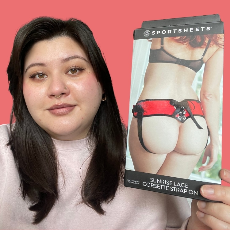 Compare Sportsheets Red Lace Corsette Strap-On Harness